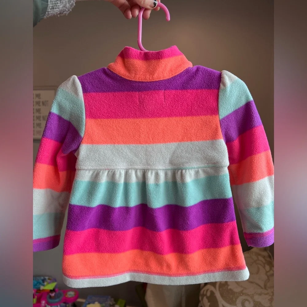 The Children's Place Striped Quarter Zip Fleece Sweater Size 12-18M GUC